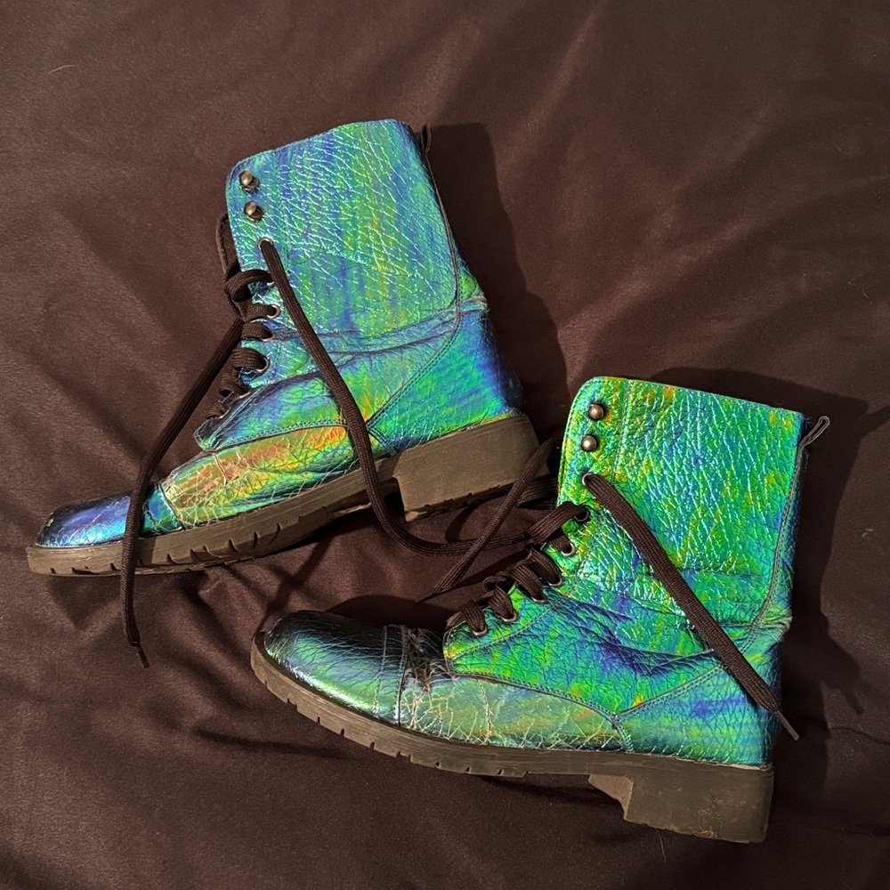 Iridescent Combat Boots - Picture 3 of 7